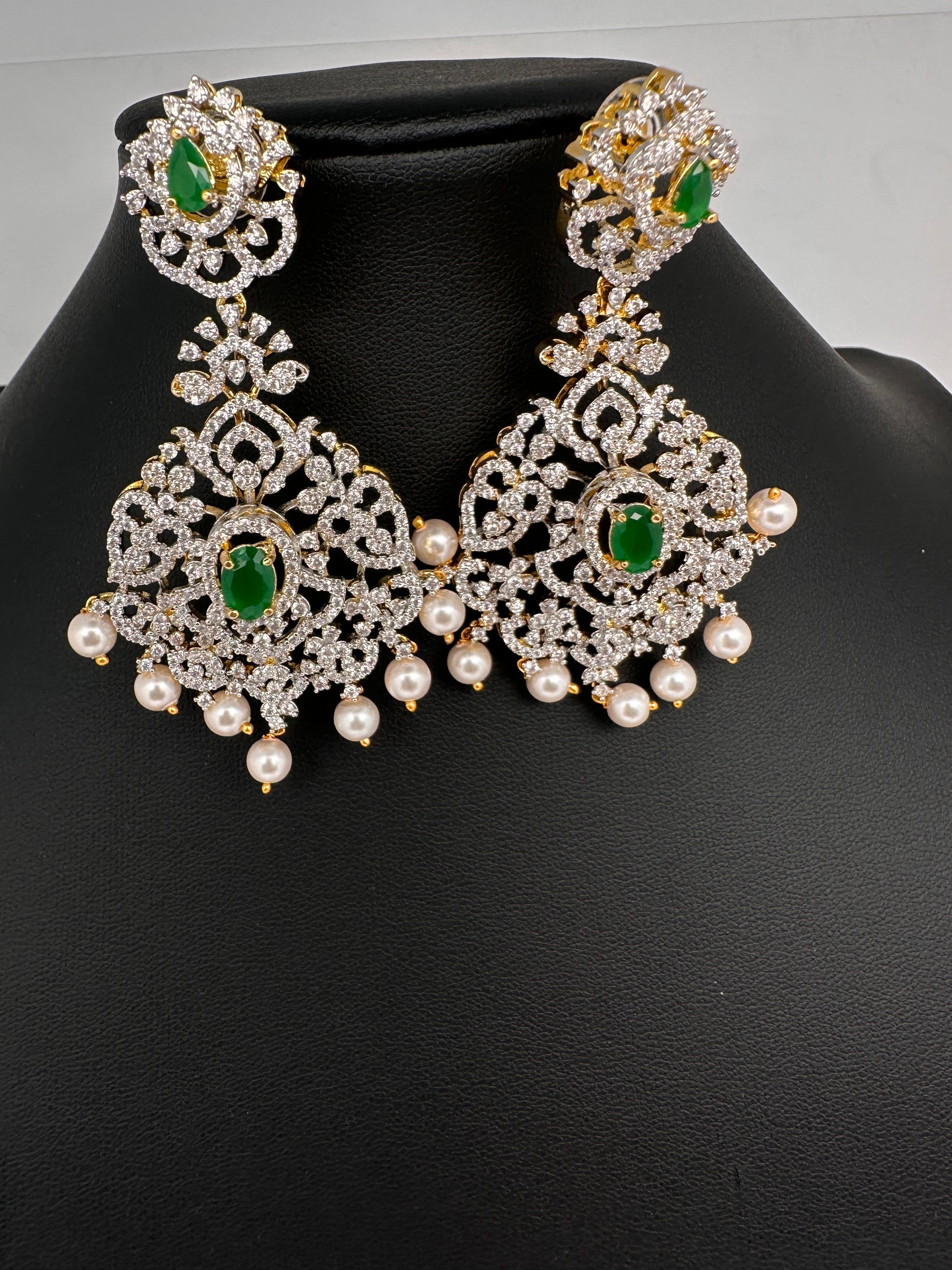 AD  Color Stone Statement Earrings - Green