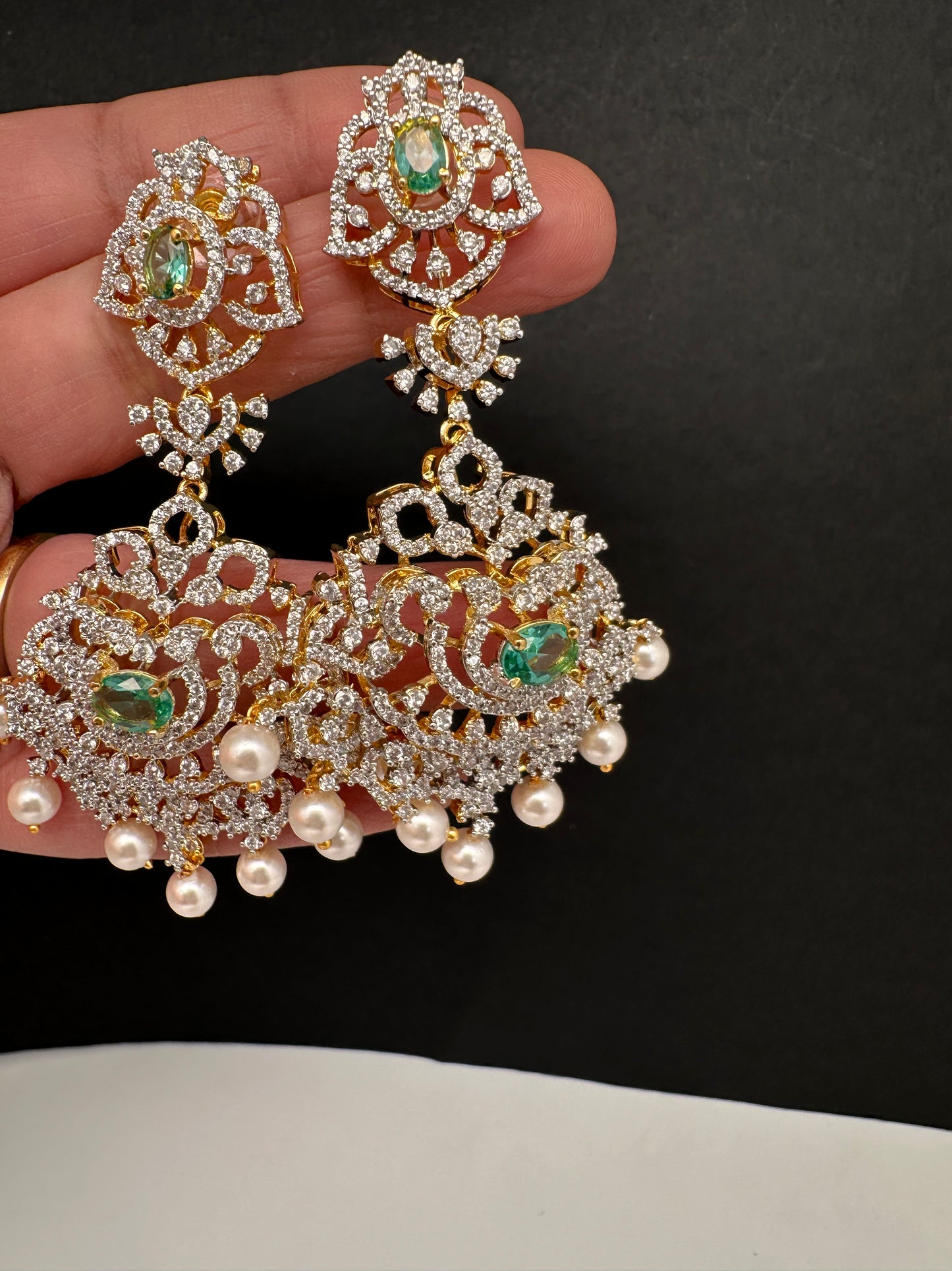 AD  Color Stone Statement Earrings - HydroGreen