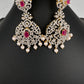 AD  Color Stone Statement Earrings - Red