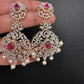 AD  Color Stone Statement Earrings - Red