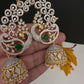AD  Color Stone Peacock Ear Cuffs Statement Earrings - Green