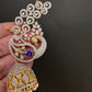 AD  Color Stone Peacock Ear Cuffs Statement Earrings - Purple