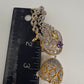 AD  Color Stone Peacock Ear Cuffs Statement Earrings - Purple