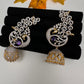 AD  Color Stone Peacock Ear Cuffs Statement Earrings - Purple