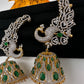 AD Emerald Green Peacock Ear Cuffs Statement Earrings - 