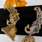 AD Emerald Green Peacock Ear Cuffs Statement Earrings - 