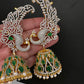 AD Emerald Green Peacock Ear Cuffs Statement Earrings - 