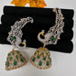 AD Emerald Green Peacock Ear Cuffs Statement Earrings - 