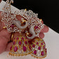 AD Ruby Pink Peacock Ear Cuffs Statement Earrings - 