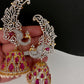 AD Ruby Pink Peacock Ear Cuffs Statement Earrings - 