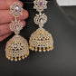 AD  Color Stone Big Size Statement Jhumka Earrings - Purple