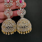 AD  Color Stone Big Size Statement Jhumka Earrings - Red