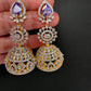 AD  Color Stone Big Size Statement Jhumka Earrings - Purple