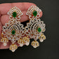 AD  Emerald Green Statement Jhumka Earrings - 
