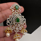 AD  Emerald Green Statement Jhumka Earrings - 