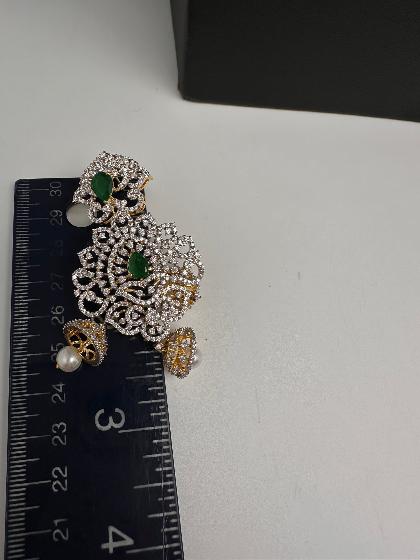 AD  Emerald Green Statement Jhumka Earrings - 