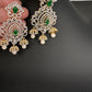 AD  Emerald Green Statement Jhumka Earrings - 