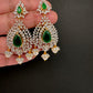 AD  Emerald Green Statement Jhumka Earrings - 