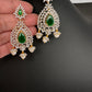 AD  Emerald Green Statement Jhumka Earrings - 