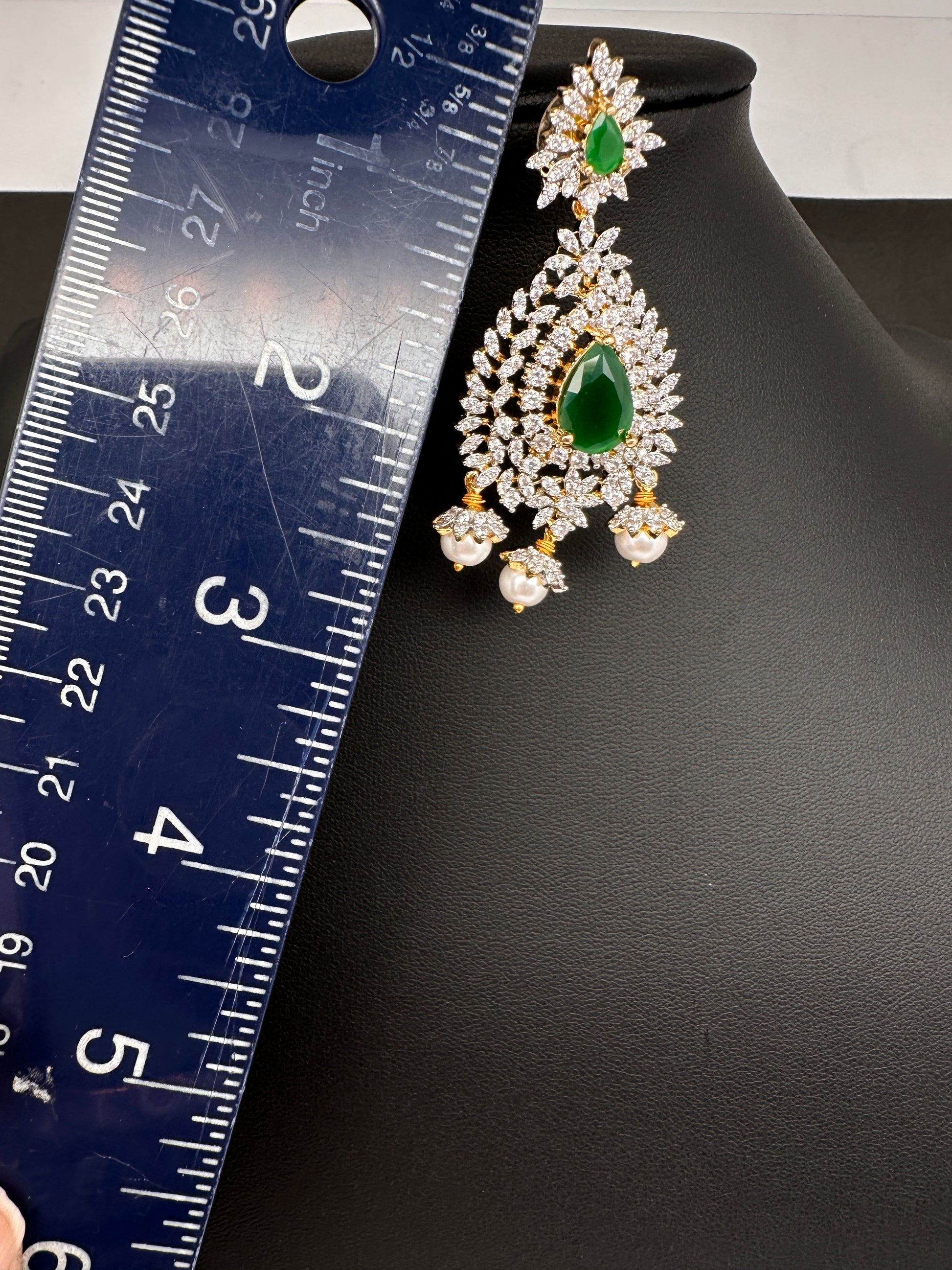 AD  Emerald Green Statement Jhumka Earrings - 
