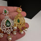 AD  Emerald Green Statement Jhumka Earrings - 