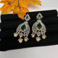 AD  Emerald Green Statement Jhumka Earrings - 