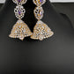 AD  Color Stone Big Size Statement Jhumka Earrings - Purple