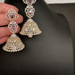AD  Color Stone Big Size Statement Jhumka Earrings - Purple