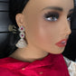 AD  Color Stone Big Size Statement Jhumka Earrings - Red
