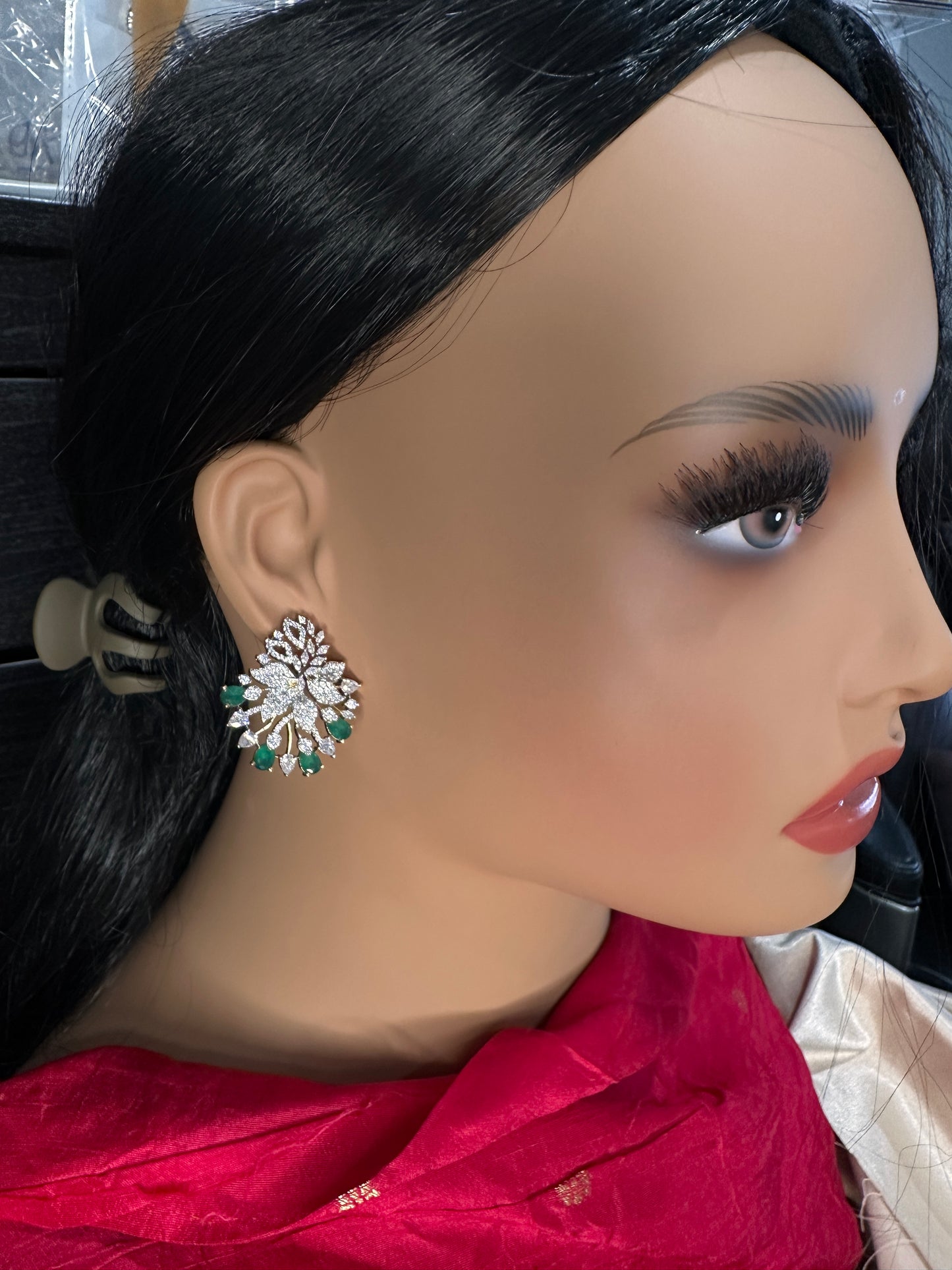 AD  Emerald Green Stud Earrings - 