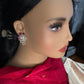 AD  Color Stone Stud Earrings - Red