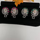 AD  Color Stone Stud Earrings - Red