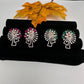 AD  Color Stone Stud Earrings - Red