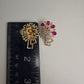 AD  Color Stone Stud Earrings - Red