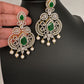 AD  Color Stone Big Size Statement Earrings - Green