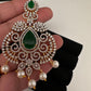 AD  Color Stone Big Size Statement Earrings - Green