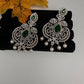 AD  Color Stone Big Size Statement Earrings - Green
