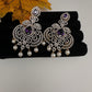 AD  Color Stone Big Size Statement Earrings - Purple
