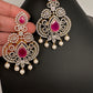 AD  Color Stone Big Size Statement Earrings - Red