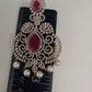 AD  Color Stone Big Size Statement Earrings - Red