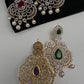 AD  Color Stone Big Size Statement Earrings - Red