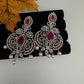 AD  Color Stone Big Size Statement Earrings - Red
