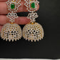 AD Color Stone Big Size Statement Earrings - Green