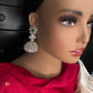 AD Color Stone Big Size Statement Earrings - Green
