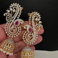 AD Color Stone Ear Cuffs Statement Earrings - Red