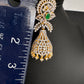 AD Color Stone Jhumka Statement Earrings - Green