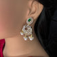 AD Color Stone Small Chandbali Earrings - Green
