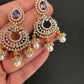 AD Color Stone Small Chandbali Earrings - Purple