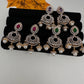 AD Color Stone Small Chandbali Earrings - Purple