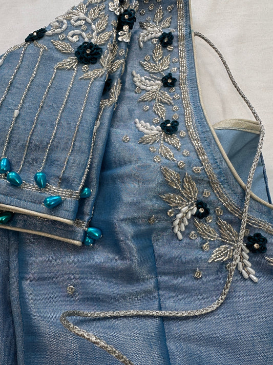 Blue Maggam work blouse